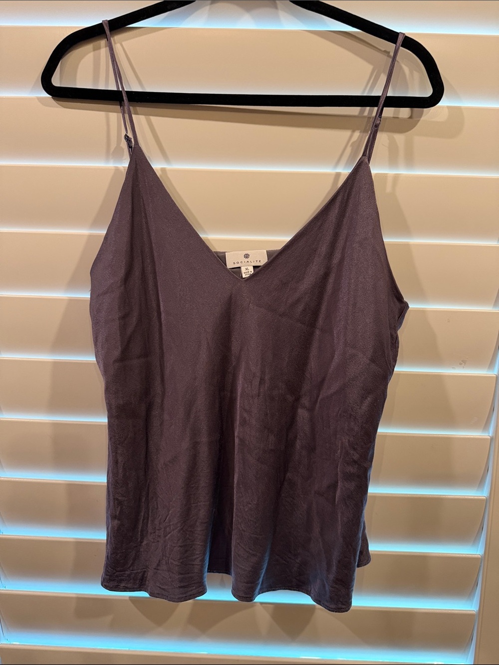 Socialite Pewter Gray (Lavender shade) V-Neck Slip Camisole with Straps Sz XL